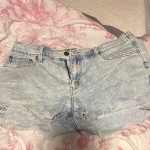 AERIE Light Blue Distressed Denim Shorts